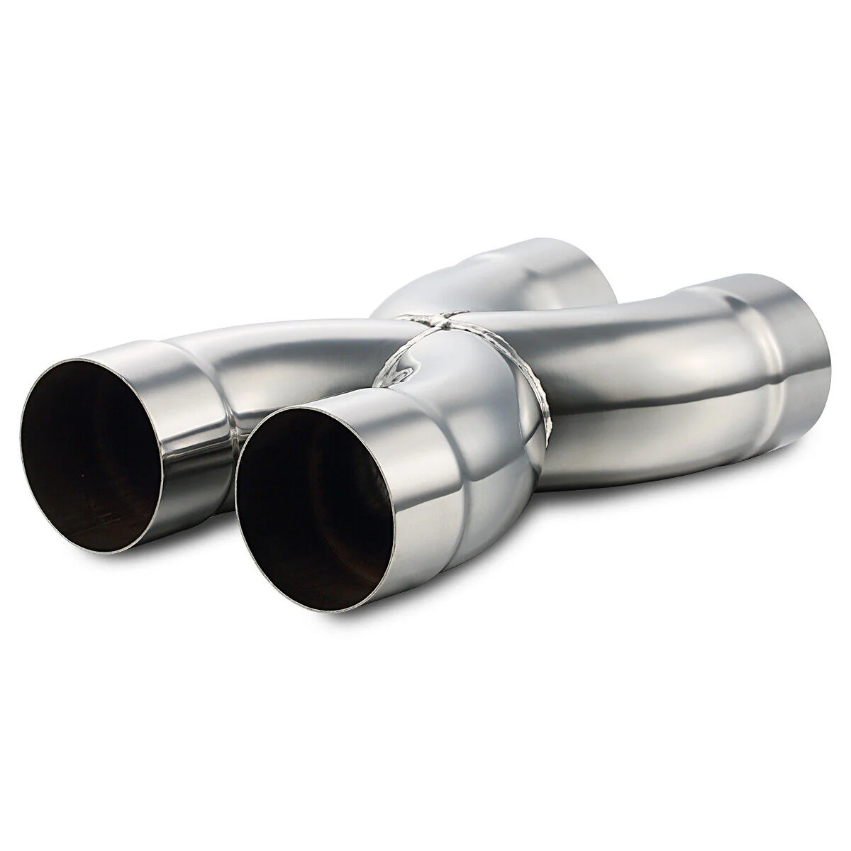 Welded X Pipe 3" Dual Inlet/Outlet Polished Exhaust X Pipe Stainless Steel Crossover Pipe - Image 3
